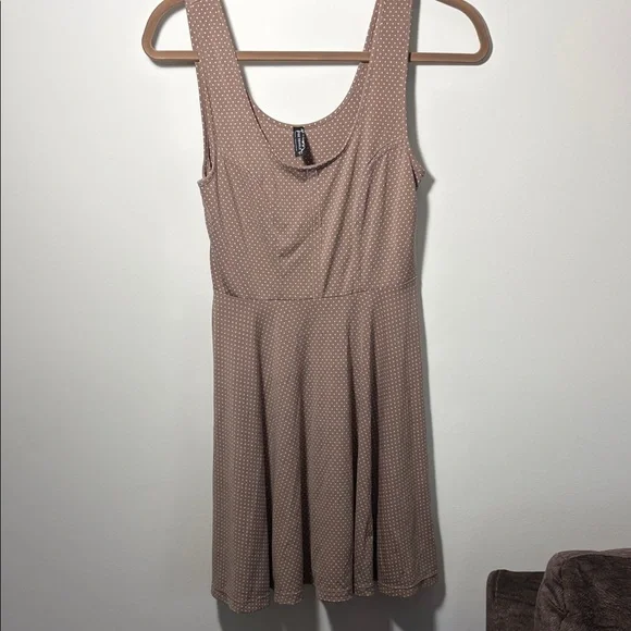 Free People Loving Lola light Brown Polka Skater Dress - Sz Small - Picture 1 of 6